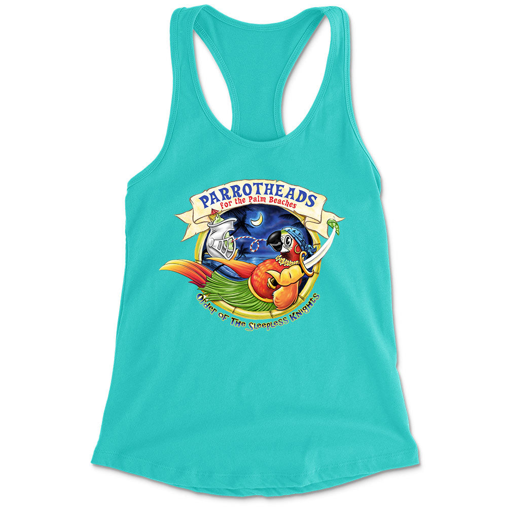Women's Parrot Heads For The Palm Beaches Racerback Tank Top