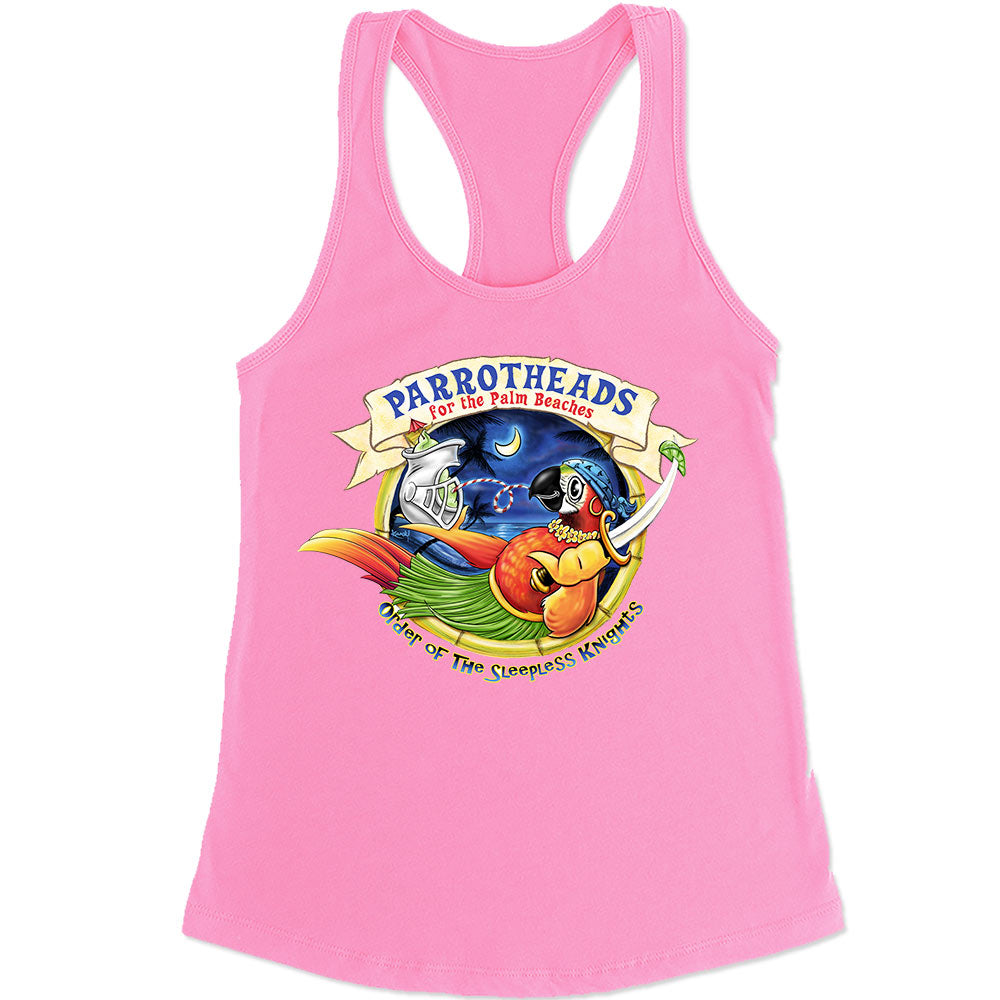 Women's Parrot Heads For The Palm Beaches Racerback Tank Top