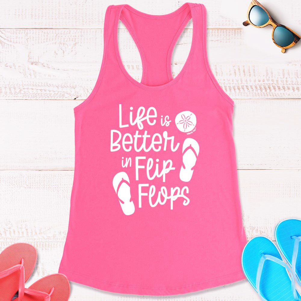 Women's Life Is Better in Flip Flops Racerback Tank Top Pink