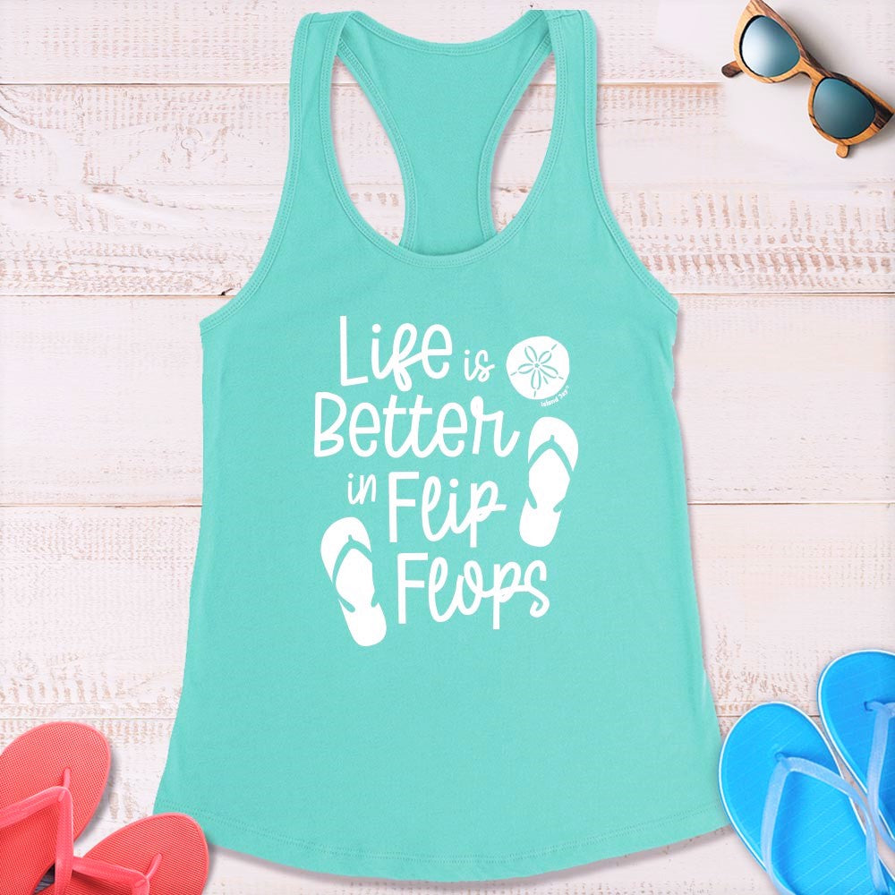 Women's Life Is Better in Flip Flops Racerback Tank Top Teal