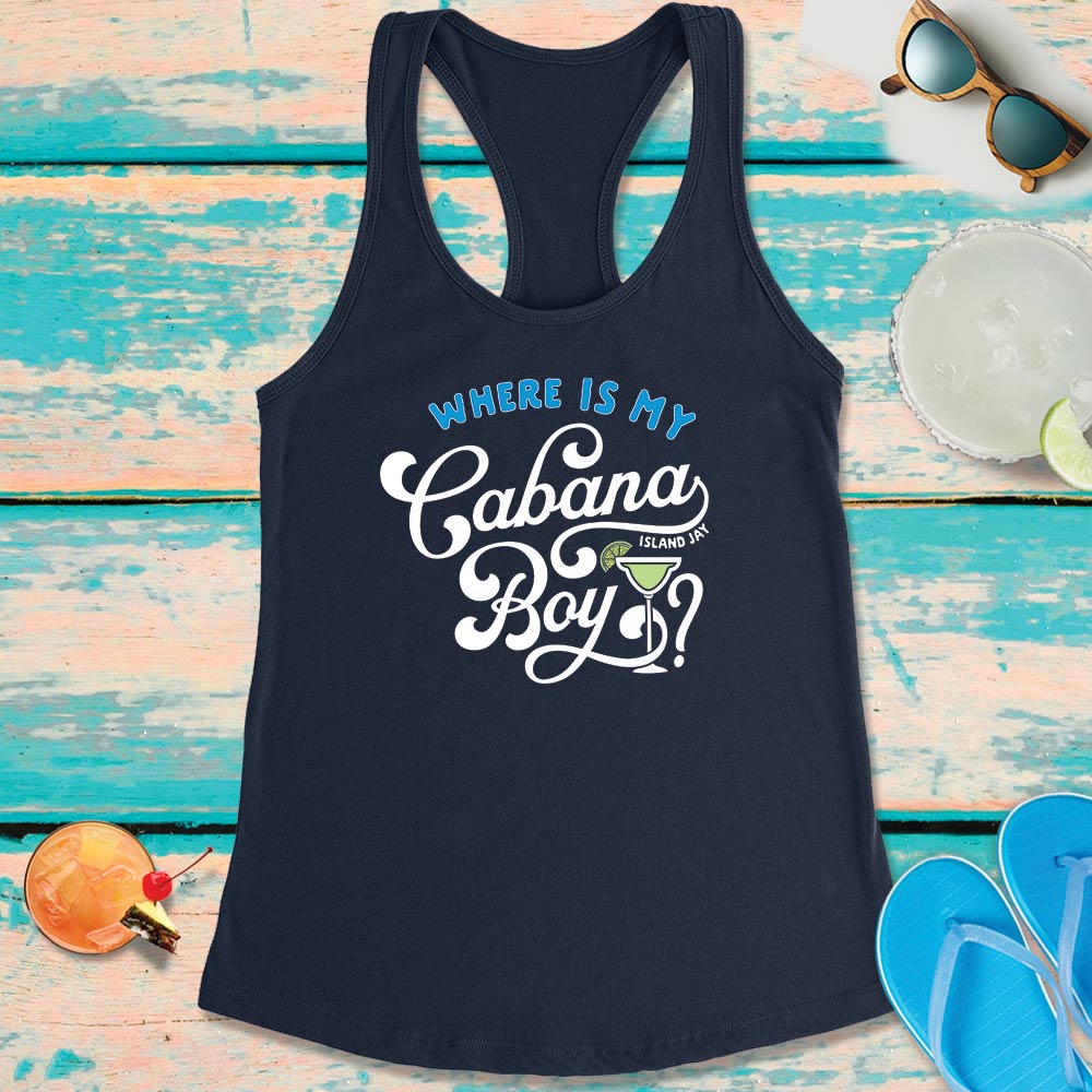 Women's Where Is My Cabana Boy Racerback Tank Top Navy