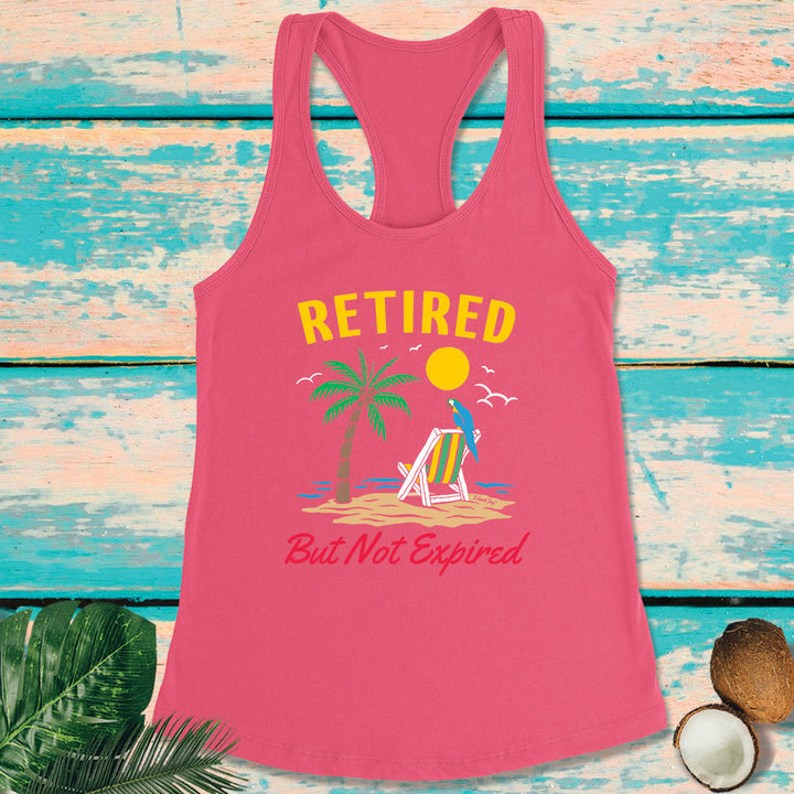 Women's Retired But Not Expired Racerback Tank Top Charity Pink