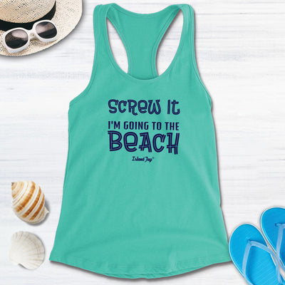 Women's Screw It I'm Going to the Beach Racerback Tank Top Teal