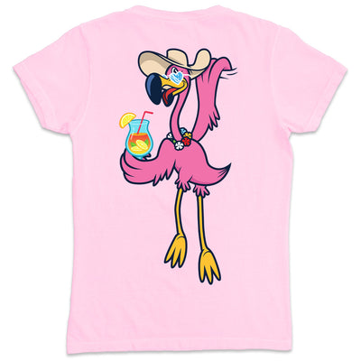 Women's Felicia The Flamingo Hanging Around V-Neck T-Shirt