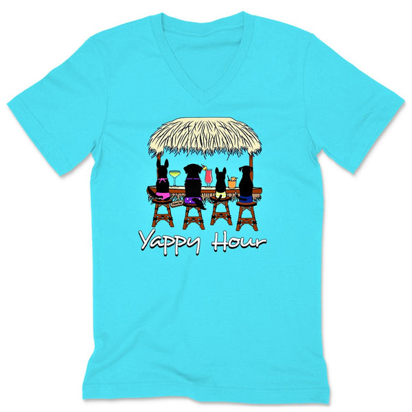 Women's Yappy Hour Beach Dog  V-Neck T-Shirt