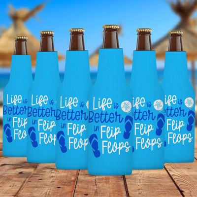 Life Is Better In Flip Flops Zippered Bottle Cooler Sleeve 6 Pack