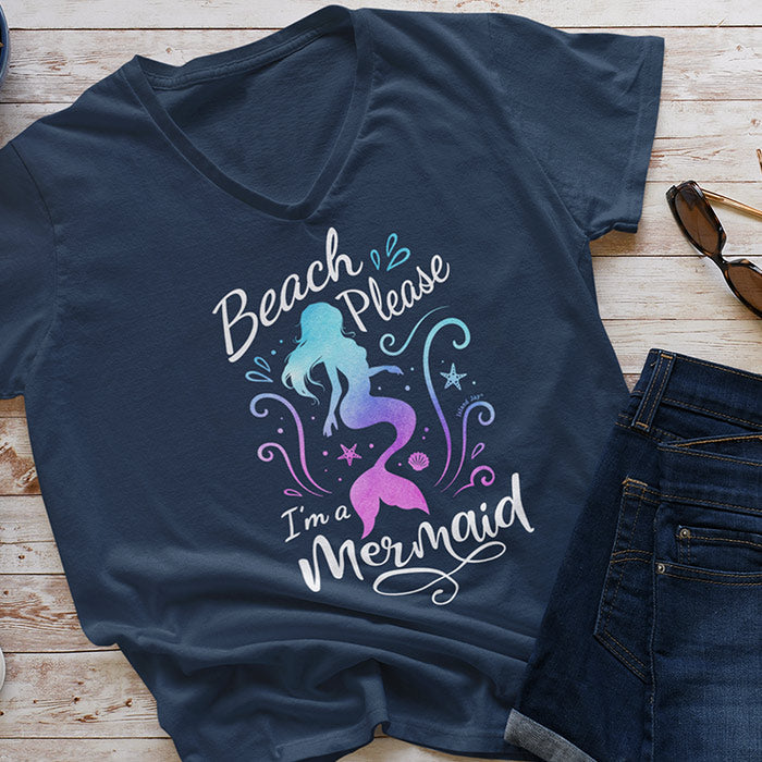 Beach please I'm a mermaid navy blue shirt