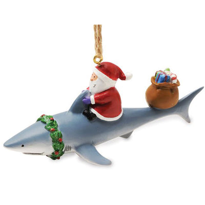 Cape Shore Santa and Shark Resin Ornament