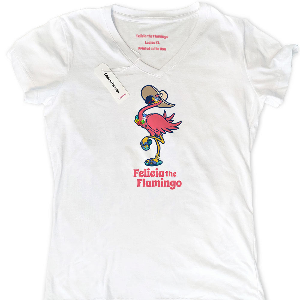 Felicia The Flamingo V-Neck T-Shirt