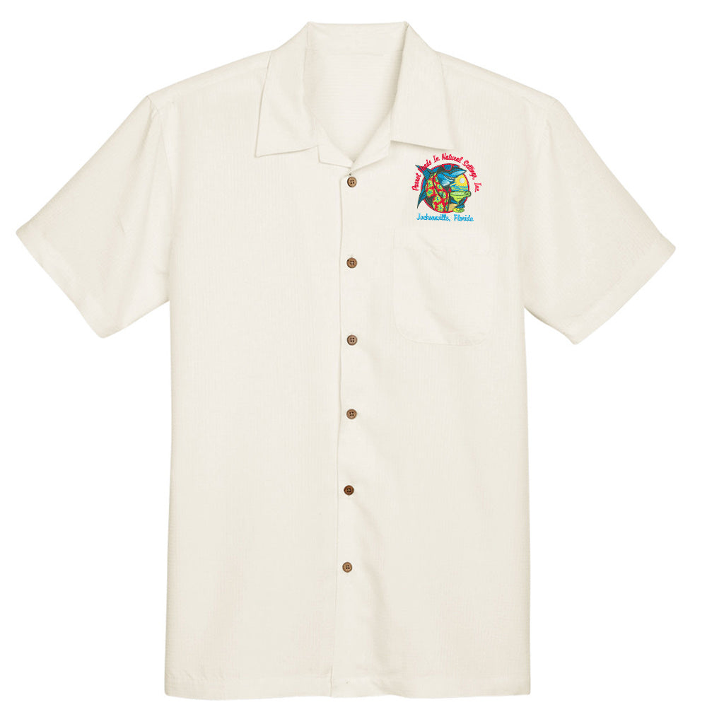 Official PHINS Parrot Head Club Embroidered Barbados Shirt Cream