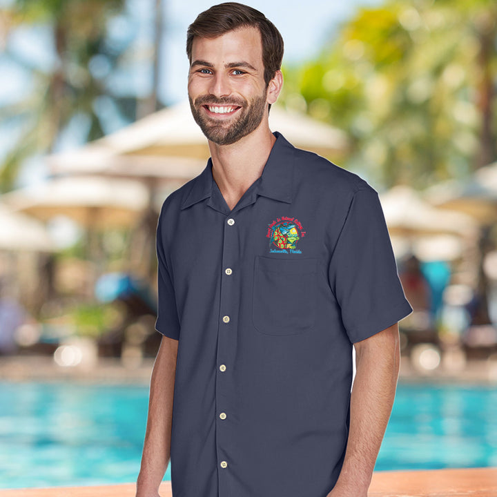 Official PHINS Parrot Head Club Embroidered Barbados Shirt Navy