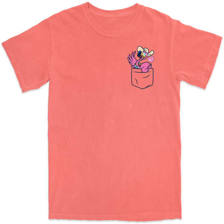 Felicia The Pocket Flamingo T-Shirt Coral