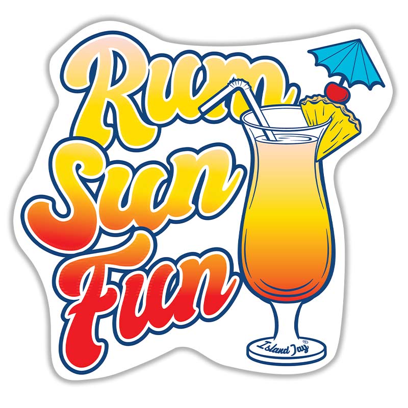Rum, Sun, Fun 5" Die Cut Beach Sticker