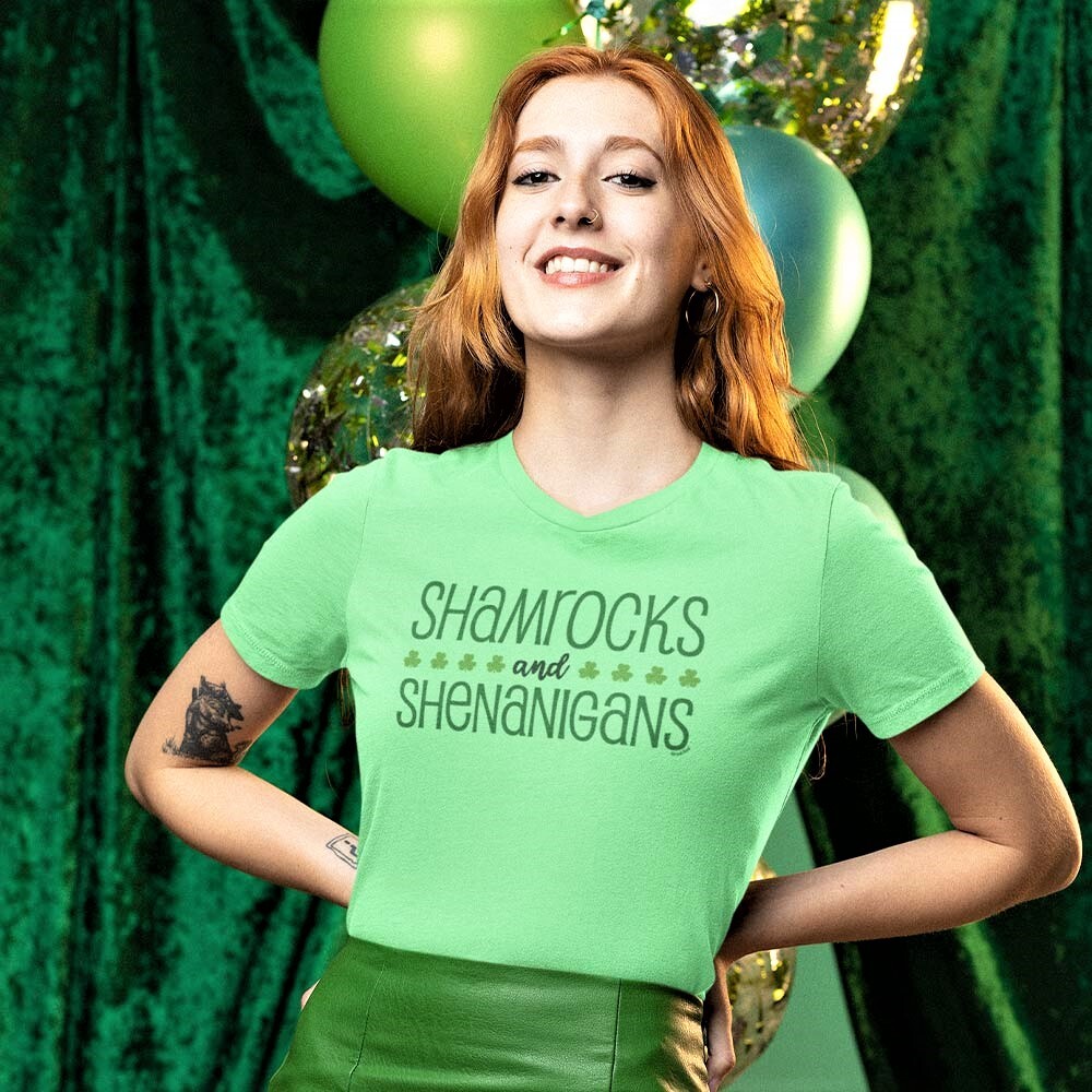 Women's Shamrocks and Shenanigans V-Neck T-Shirt Chill