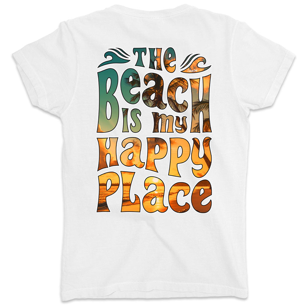 Women's The Beach Is My Happy Place Lā Nani Beautiful Sun V-Neck T-Shirt