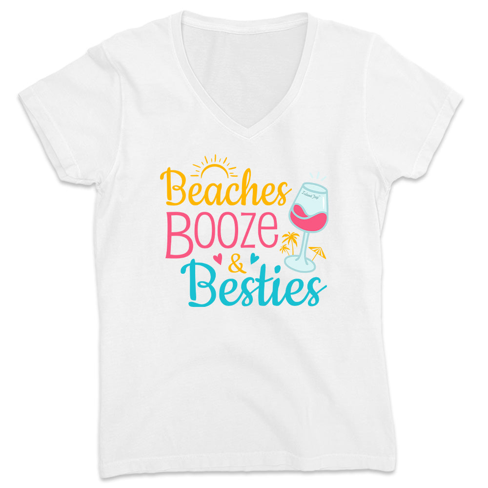 Women's Beaches Booze & Besties V-Neck T-Shirt